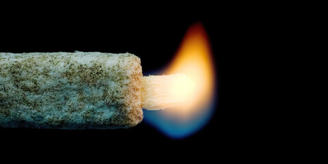 Close-up Photograph of Igniting Match Head and Flame