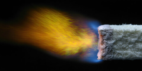 Fiberglass Sample Ignition with Dual-Colored Flame