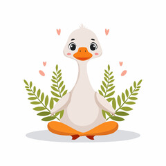 goose in lotos pose vector
