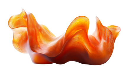 Undulating orange form with textured surface, cut out transparent