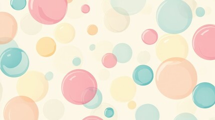 A seamless bubble pattern with soft pastel-colored circles floating on a light background.
