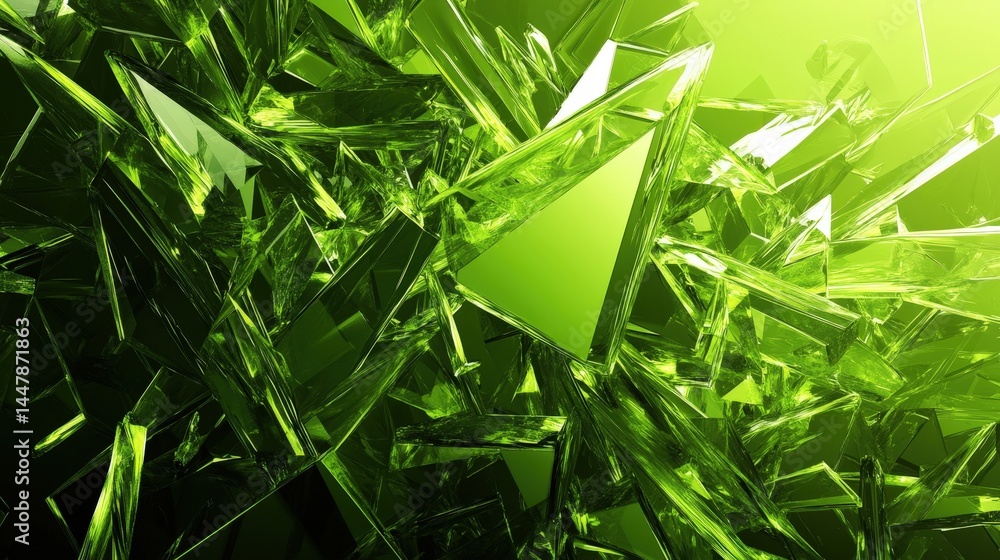 Poster A sharp green geometric background with angular shards creating an energetic, abstract feel