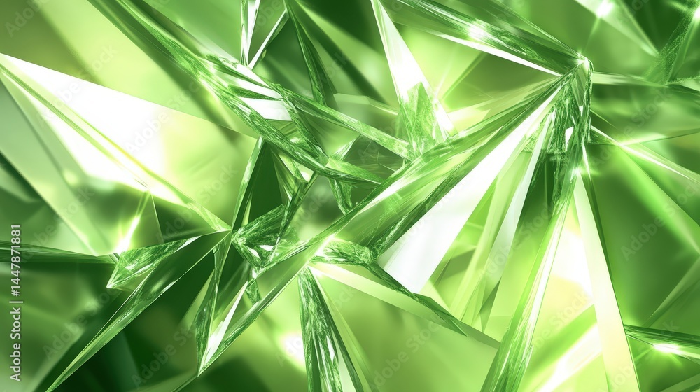 Poster A sharp green geometric background with angular shards creating an energetic, abstract feel