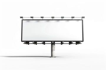 Obraz premium A blank billboard stands ready for advertising, featuring a minimalist design and lighting. on white background