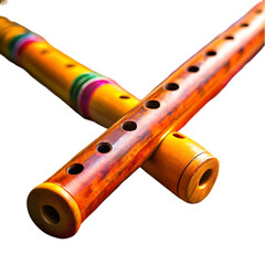 Naklejka premium Vibrant Handcrafted Wooden Flutes: Musical Instruments Stock Photo