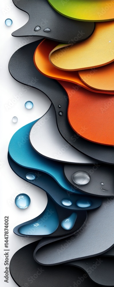 Poster flowing layers of colorful material design creative studio abstract art minimalist environment close