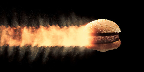 Hamburger with Simulated Flame Trail