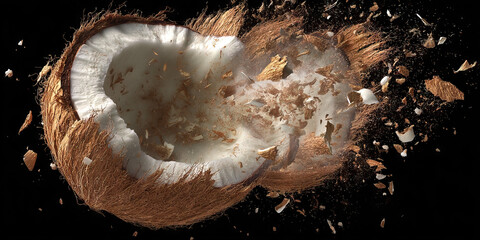 Exploding Coconut: High-Speed Fragmentation Image