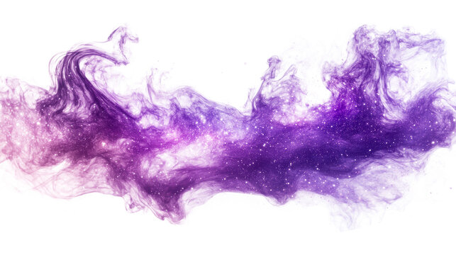 Nebula of vibrant purple shades in an abstract smoky design, cut out transparent
