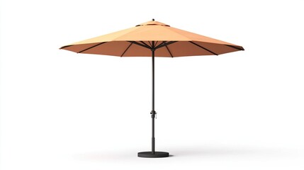 Beige patio umbrella isolated on white.