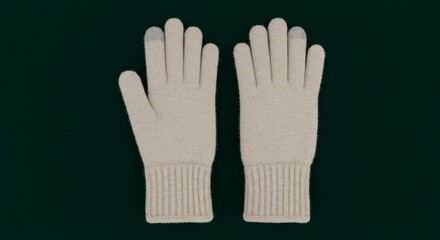 Obraz premium A pair of beige touchscreen gloves, perfect for use with your digital devices.