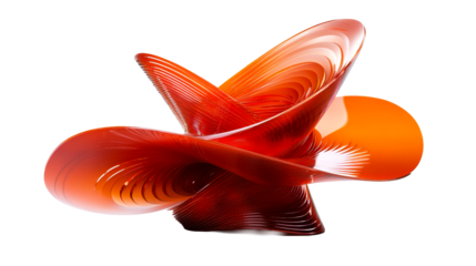 Swirling curved forms with red-orange gradient color finish. cut out transparent