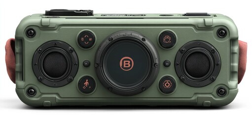 Fototapeta premium Introducing the Rugged Outdoor Bluetooth Speaker: Boasting Powerful Sound and Durable Design, Perfect for Adventures!