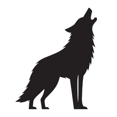 Soft-edged howling wolf silhouette vector designed for clean and modern graphics – howling wolf silhouette – wolf silhouette – wolf vector – silhouette of wolf

