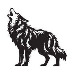 Clear-cut howling wolf silhouette vector created for high-quality branding – howling wolf silhouette – wolf silhouette – wolf vector – silhouette of wolf

