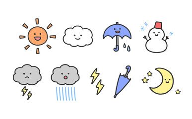 かわいい天気アイコンのセット