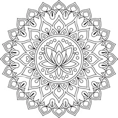 Intricate mandala lotus flower design for coloring page