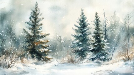 Obraz premium Winter wonderland scene, snow-covered trees