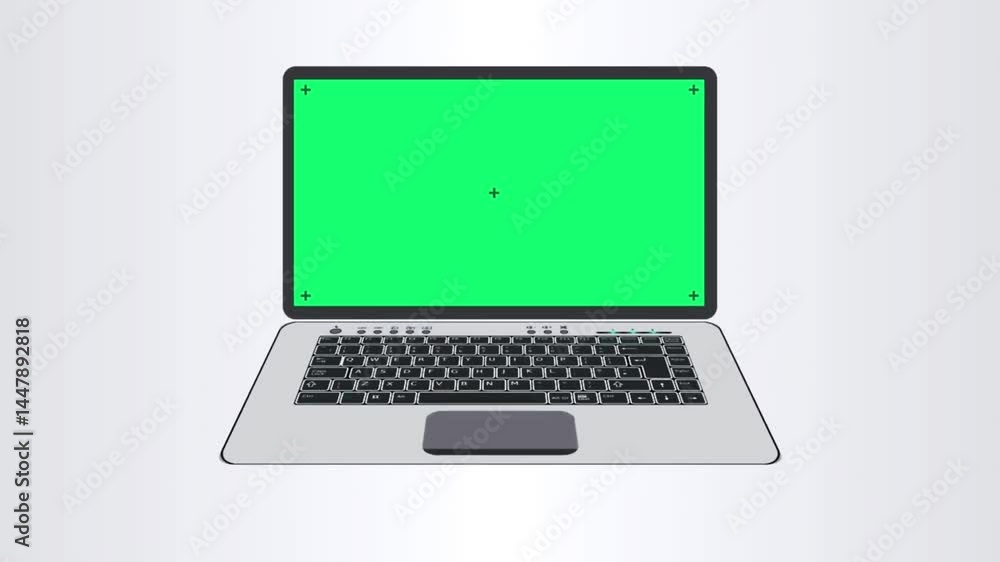 Poster 3d animated laptop with green screen mockup computer chroma key lap top front view motion graphics e