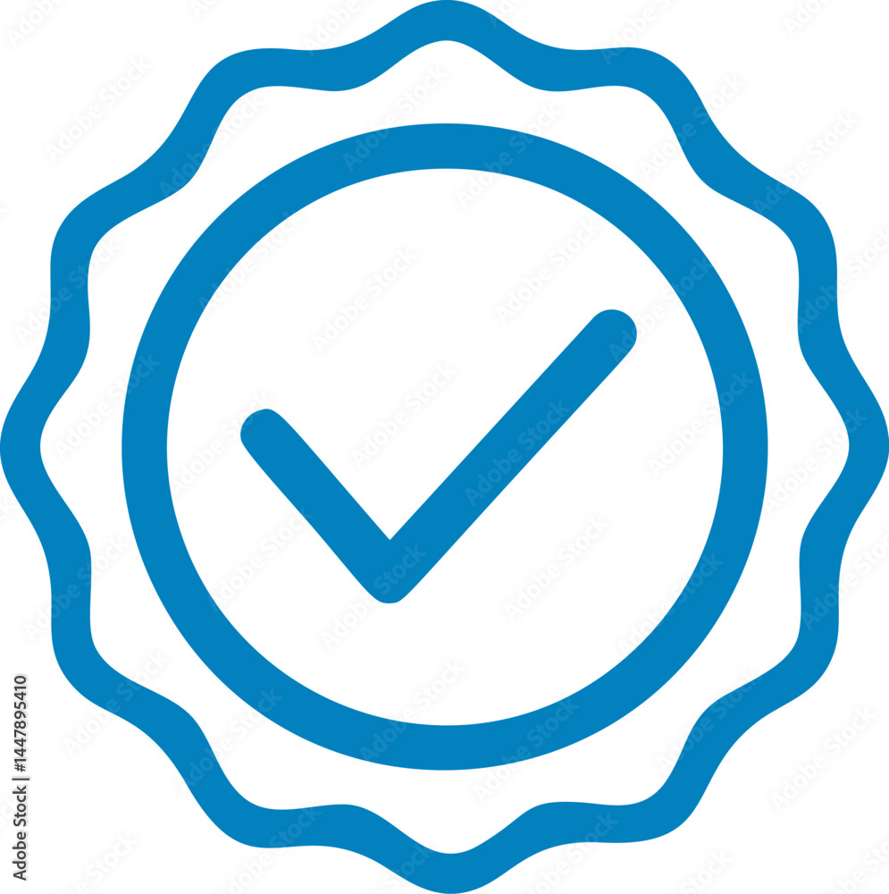 Leinwandbilder blue check mark in a circular badge representing verification icon. vector illustration