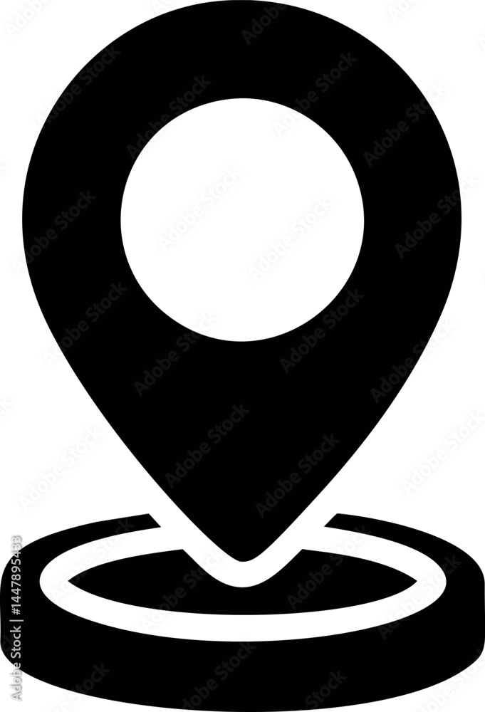 Poster black location pin icon on a white background for map marker concept. vector illustration