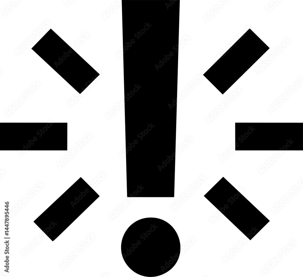Poster Black exclamation mark with abstract lines minimalist design. Vector illustration