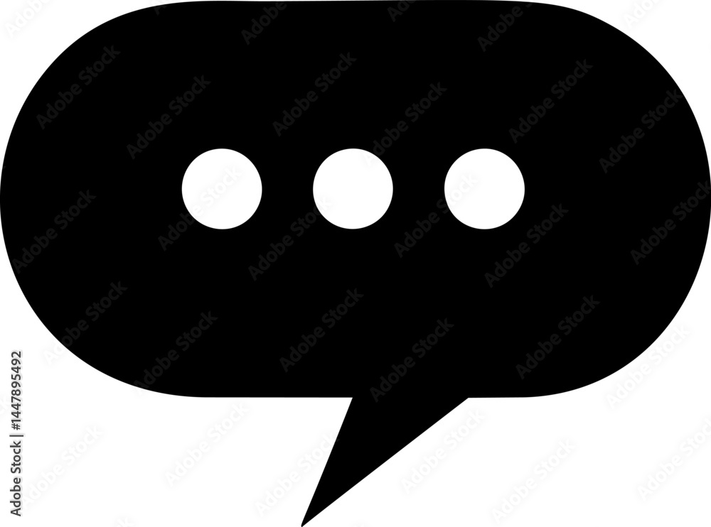 Aufkleber black speech bubble with three dots symbolizing communication. vector illustration