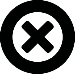 Obraz premium Black and white circle with an x symbol, representing cancellation. Vector illustration