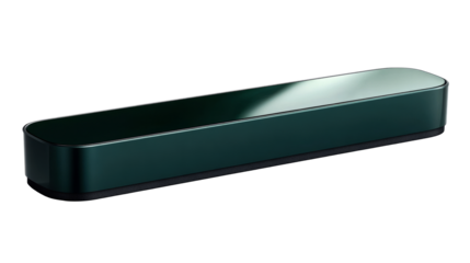 Elegant green container with reflective surface. cut out transparent