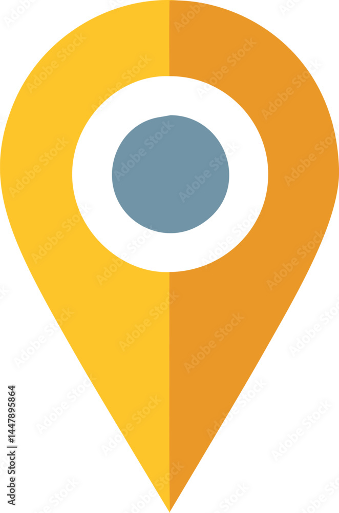 Poster yellow and orange location pin icon with circle on white background. vector illustration