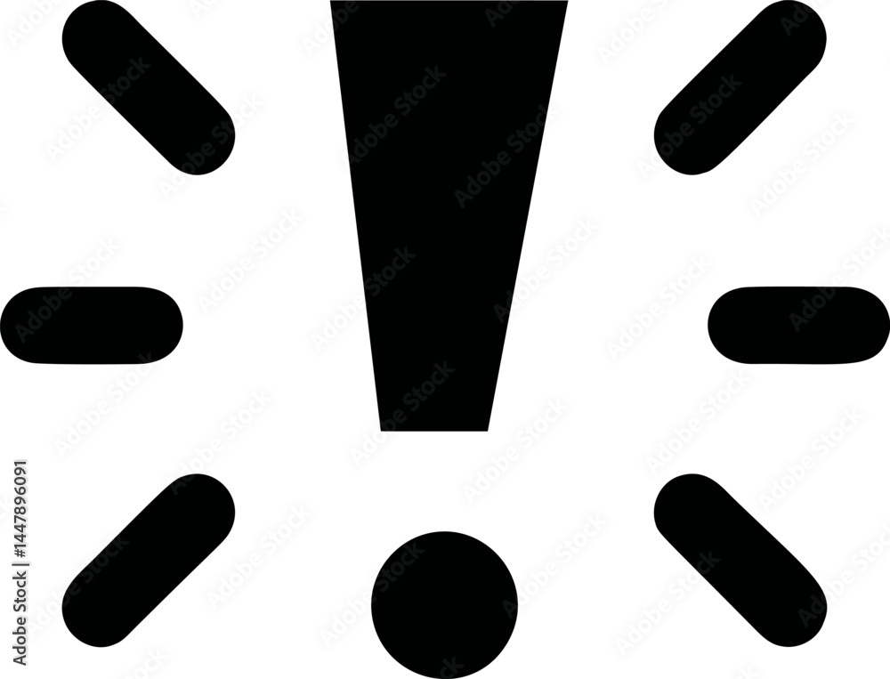 Aufkleber exclamation mark with bold lines and dots symbolizing urgency. vector illustration