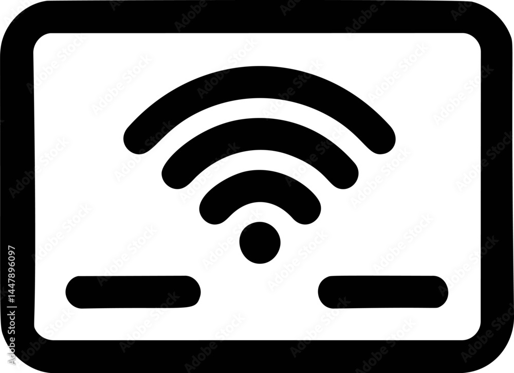 Poster wi-fi symbol on a rectangular frame in black and white. vector illustration