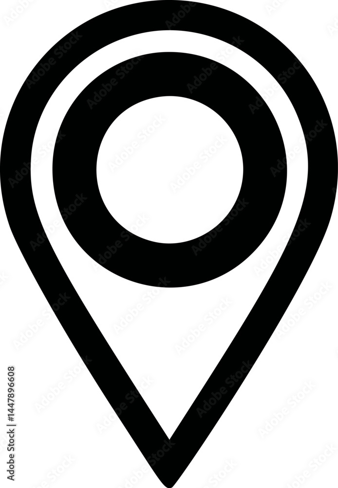 Aufkleber black and white location pin symbol with concentric circles, simple vector design. vector illustrati