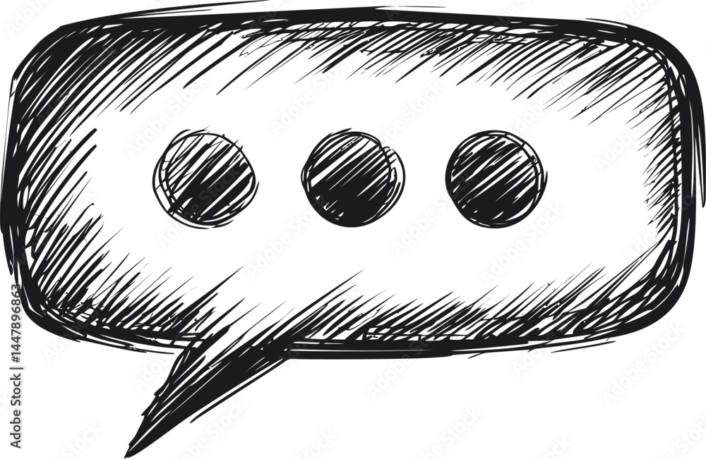 Aufkleber sketch of a speech bubble with three dots symbol of communication. vector illustration