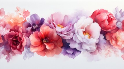 Fototapeta premium Colorful floral arrangement, vibrant mix of red, pink, and purple flowers on a soft background, perfect for spring themes.