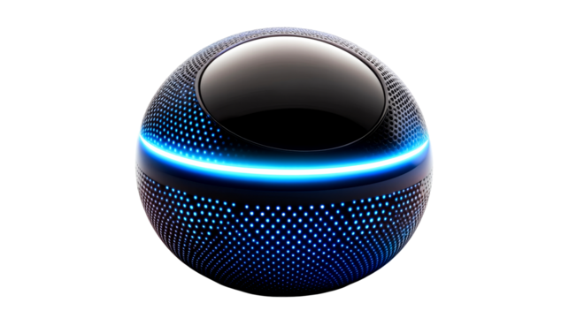 Sphere with Perforated Texture and Glowing Band. cut out transparent