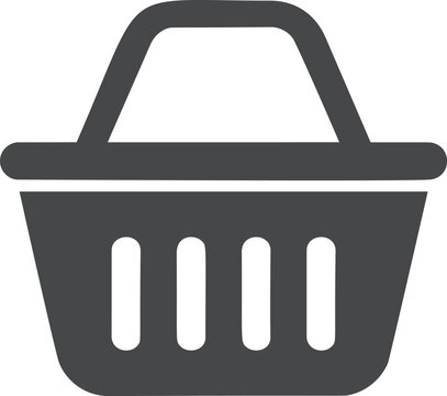 Simple grey shopping basket icon vector graphic. Vector illustration