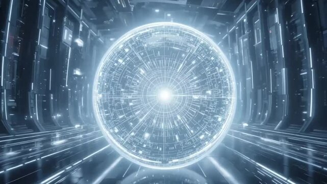 Futuristic Neon Portal - 4K Loop Sci-Fi Environment for Concept Art and Tech Visuals