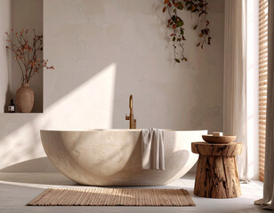 Wabi Sabi aesthetic bathroom modern minimalistic interior design