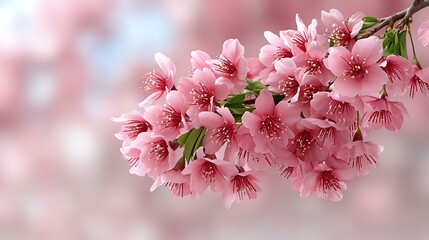 Beautiful pink cherry blossoms in full bloom.