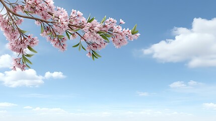 Obraz premium Blossoming pink flowers against blue sky