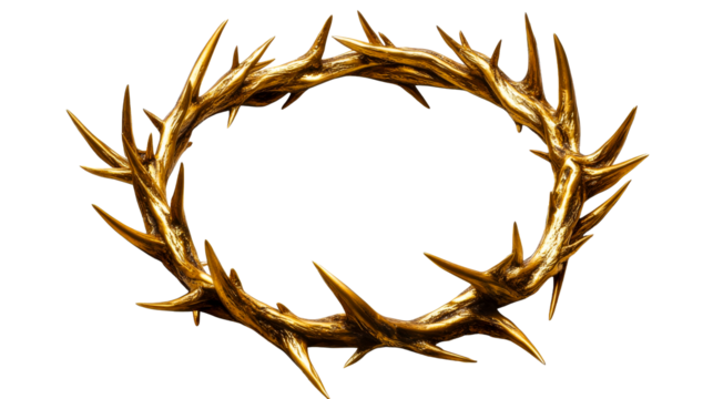 Golden crown of thorns abstract design element. cut out transparent - Powered by Adobe