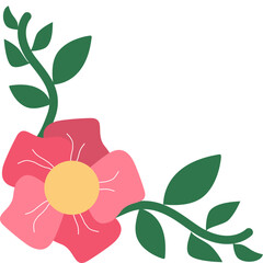 Red flower with green leaves for decoration corner 