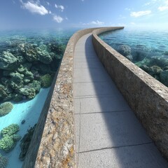 Underwater barrier, coral reef protection, marine conservation, vibrant ocean scene, aquatic life habitat - seagrass underwater sustainable