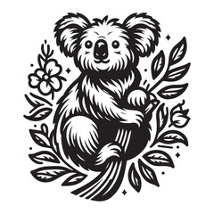 Refined koala silhouette vector designed for high-quality branding projects – koala silhouette – koala vector – koala illustration – silhouette of koala

