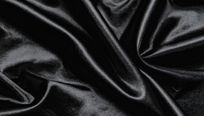 Fototapeta premium Soft Black Satin Fabric with Smooth Waves and Elegant Texture