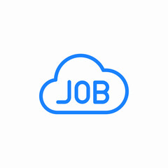 cloud job blue icon sign vector