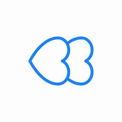 double heart rotated icon sign vector