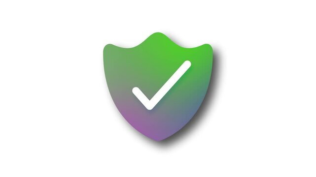 Creative 3D Security Shield Fill Check Mark Animation, 3D Animated Security Shield with Fill Check Mark Symbol