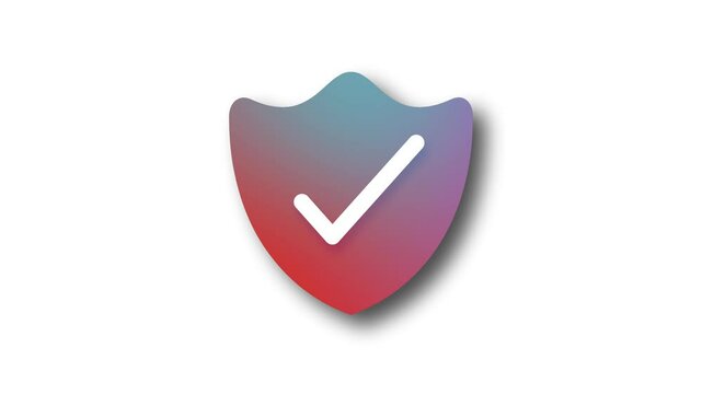 Creative 3D Security Shield Fill Check Mark Animation, 3D Animated Security Shield with Fill Check Mark Symbol